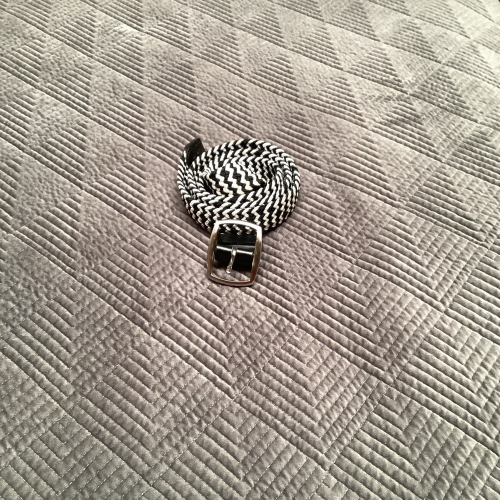 🔥 SALE 20% OFF-Men’s 5/4 B/W elastic polyester with leather tabs belt, L 317